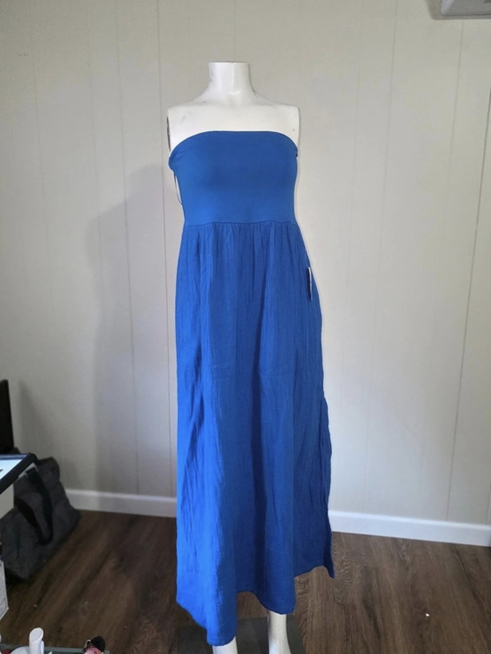 LOFT Strapless Maxi Dress in Blue Size Small NWT